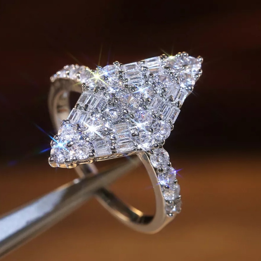 Beautiful Diamond Shaped White Sapphire Ring!